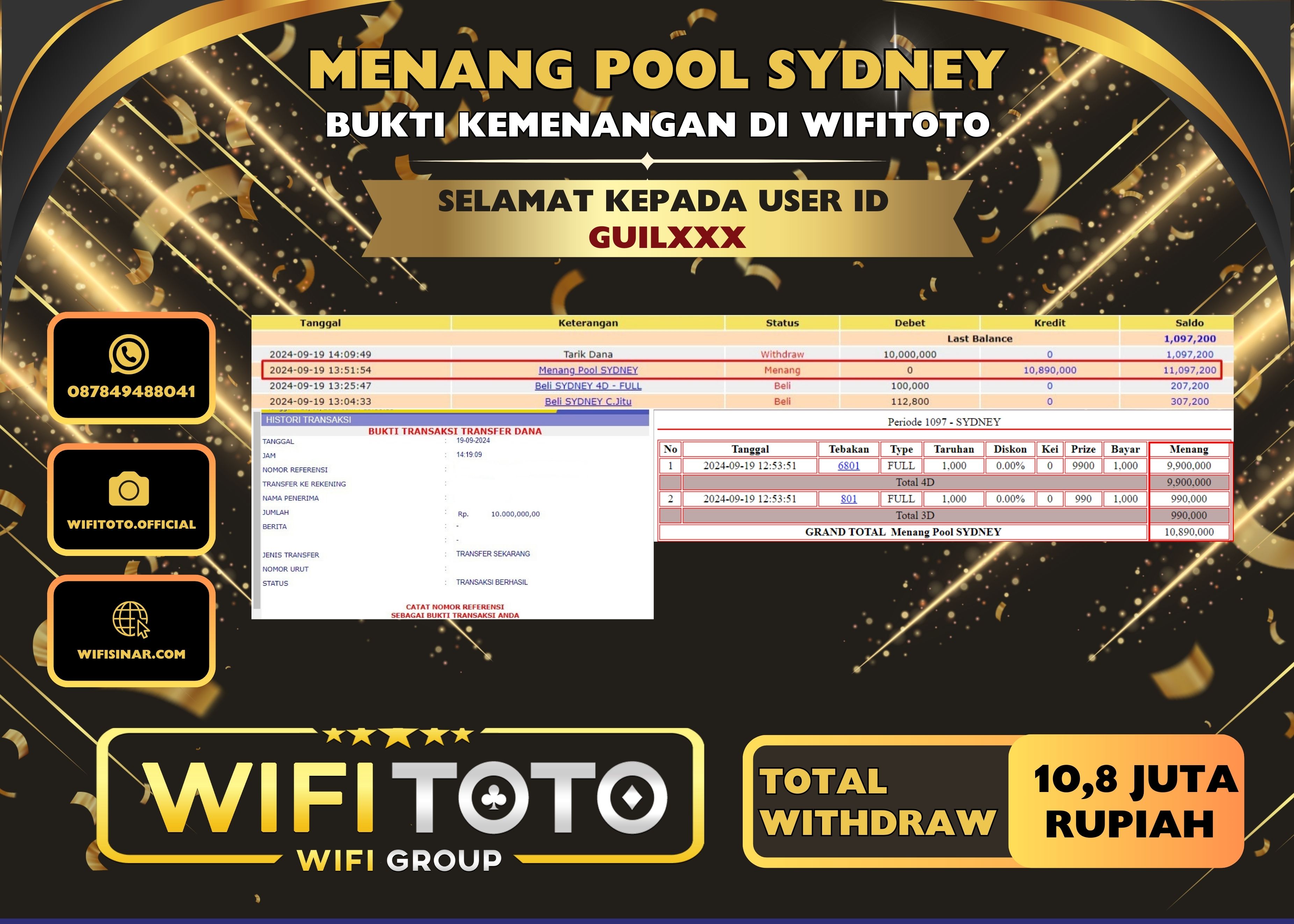 WIFITOTO JACKPOT TOGEL PASARAN SYDNEY RP 10.800.000, -LUNAS ID : GUIL***